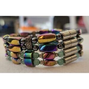 The Ethereal Void Duo: Prismatic Hematite & Forest Stone Bracelets